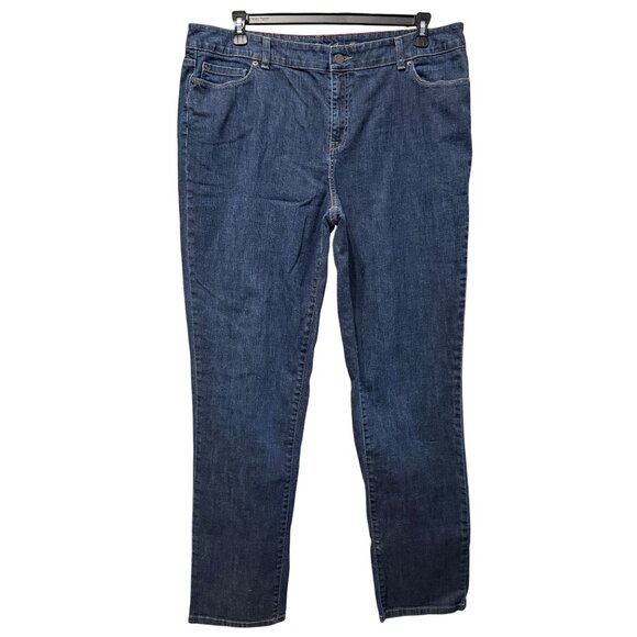 LL Bean Women’s Slim Leg Jean Favorite Fit Straight dark wash size 18 Tall - Picture 1 of 6